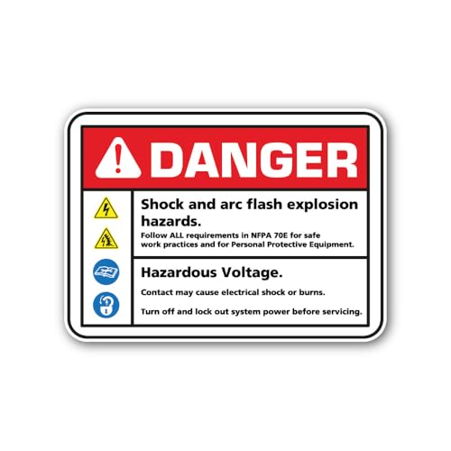 2 (Pieces) 3" and 5" NFPA 70E Multi-Hazard Electrical Danger Sign Sticker, Waterproof Vinyl Decals f
