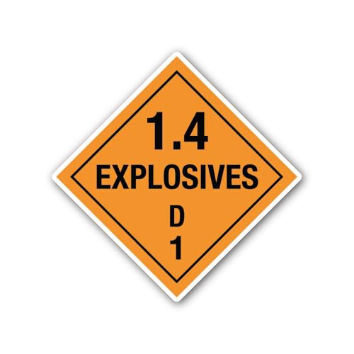2 (Pieces) 3" and 5" Explosive Class 1.4 D1 Placard Sticker, Waterproof Vinyl Decals for Many Purpos