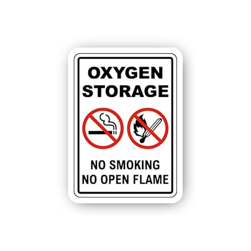 2 (Pieces) 3" and 5" Oxygen Storage No Smoking Symbols Sticker, Waterproof Vinyl Decals for Many Pur