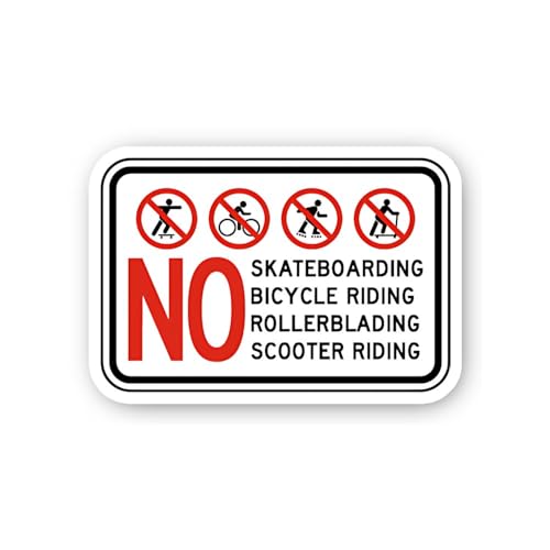 2 (Pieces) 3" and 5" No Skateboarding Bicycling Rollerblading Scooter Riding Sticker, Waterproof Vin