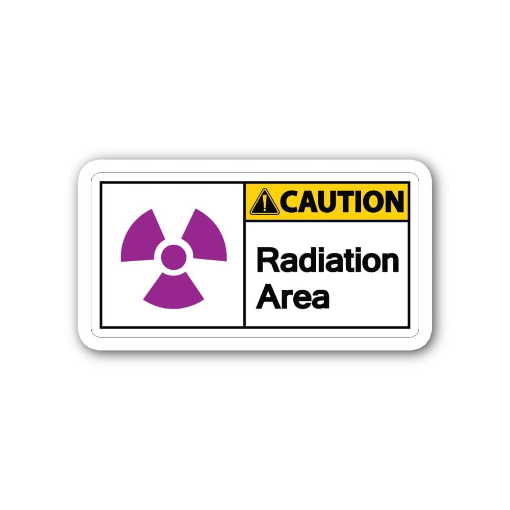 2 (Pieces) 3" and 5" Caution Radiation Area Sticker, Waterproof Vinyl Decals for Many Purpose Like C