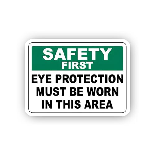 2 (Pieces) 3" and 5" Eye Protection Must Be Worn Sign Sticker, Waterproof Vinyl Decals for Many Purp