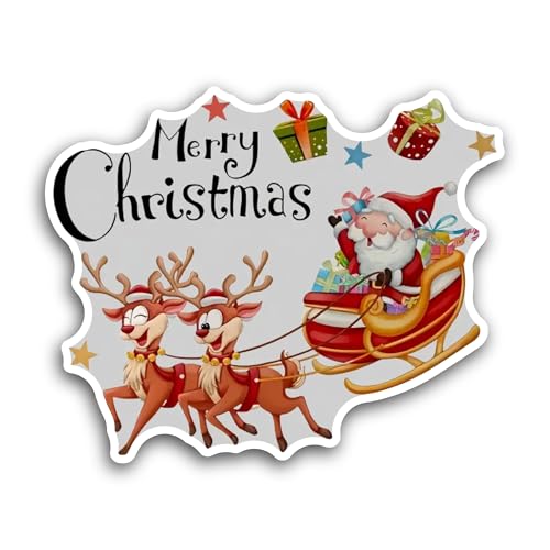 2 (Pieces) 3" and 5" Merry Christmas Sticker, Waterproof Vinyl Decals for Many Purpose Like Cars, Tr