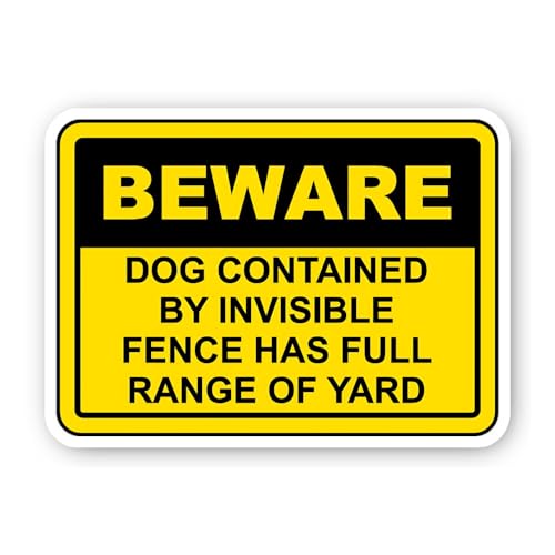 2 (Pieces) 3" and 5" Beware: Dog Contained by Invisible Fence (English) Sticker, Waterproof Vinyl De