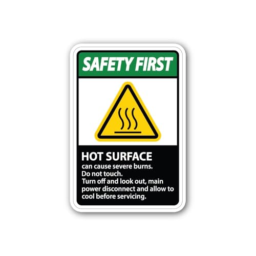 2 (Pieces) 3" and 5" Safety First Hot Surface Sign Sticker, Waterproof Vinyl Decals for Many Purpose