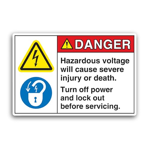 2 (Pieces) 3" and 5" Hazardous Voltage Sticker, Waterproof Vinyl Decals for Many Purpose Like Cars,