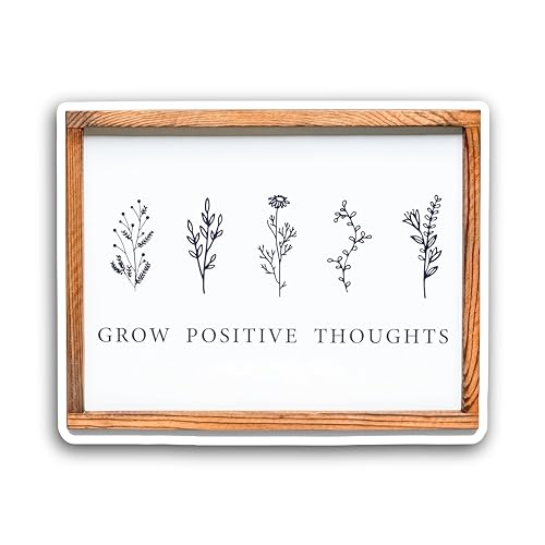 2 (Pieces) 3" and 5" Grow Positive Thoughts Decal Sticker, Waterproof Vinyl Decals for Many Purpose