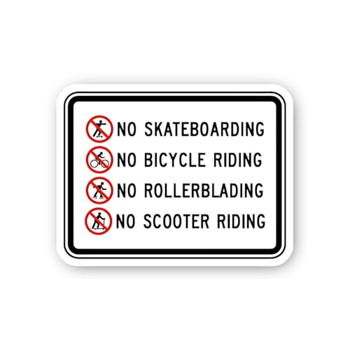 2 (Pieces) 3" and 5" No Skateboarding, Bicycles, Rollerblading, or Scooters Sticker, Waterproof Viny