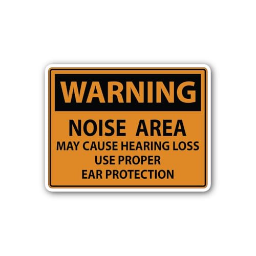 2 (Pieces) 3" and 5" Industrial Noise Safety Sign Sticker, Waterproof Vinyl Decals for Many Purpose