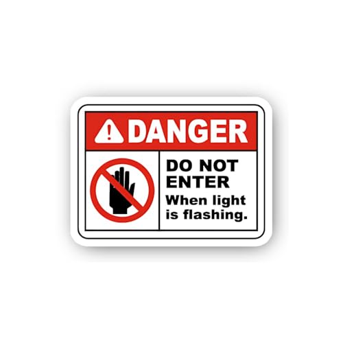 2 (Pieces) 3" and 5" Danger Do Not Enter When Light is Flashing Sticker, Waterproof Vinyl Decals for