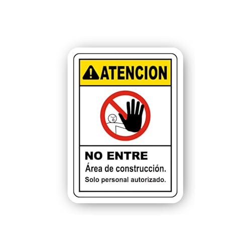 2 (Pieces) 3" and 5" Restricted Construction Zone Spanish Sign Sticker, Waterproof Vinyl Decals for