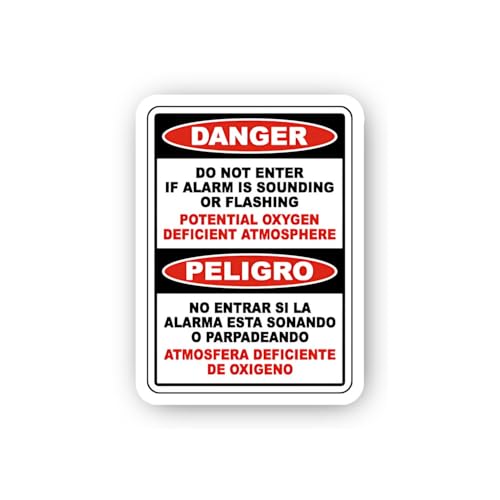 2 (Pieces) 3" and 5" Bilingual Oxygen Level Safety Notice Sticker, Waterproof Vinyl Decals for Many