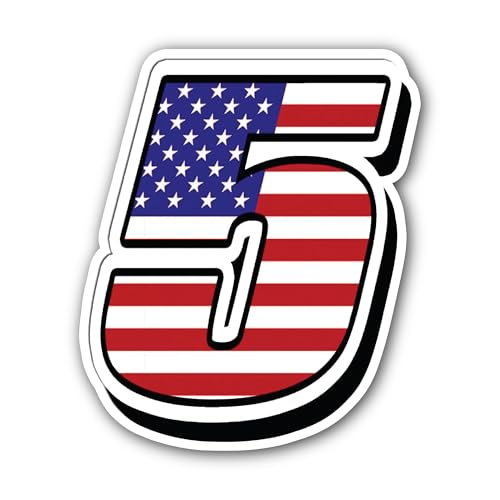 2 (Pieces) 3" and 5" American Flag in Number 5 Sticker, Waterproof Vinyl Decals for Many Purpose Lik