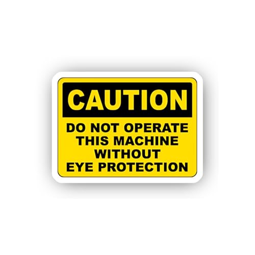 2 (Pieces) 3" and 5" Caution Machine Eye Safety Label Sticker, Waterproof Vinyl Decals for Many Purp