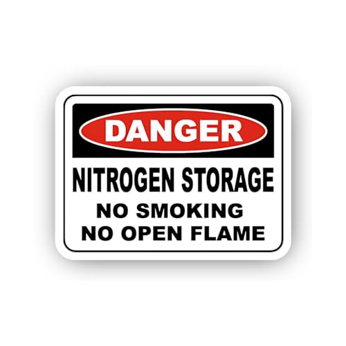 2 (Pieces) 3" and 5" Nitrogen Storage Caution Sticker, Waterproof Vinyl Decals for Many Purpose Like