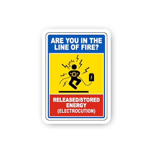 2 (Pieces) 3" and 5" Line of Fire: Electrocution Hazard Sticker, Waterproof Vinyl Decals for Many Pu