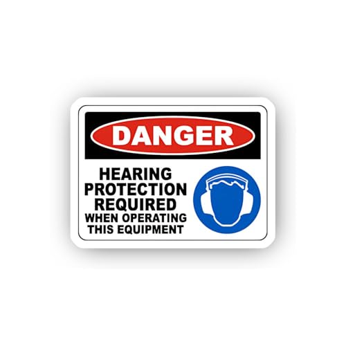 2 (Pieces) 3" and 5" Equipment Operation Ear Protection Danger Sticker, Waterproof Vinyl Decals for