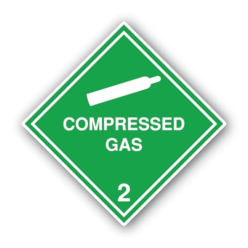 2 (Pieces) 3" and 5" Compressed Gas Safety Sign Sticker, Waterproof Vinyl Decals for Many Purpose Li