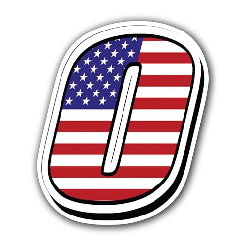 2 (Pieces) 3" and 5" American Flag in Number 0 Sticker, Waterproof Vinyl Decals for Many Purpose Lik
