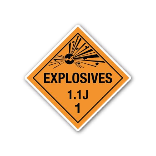2 (Pieces) 3" and 5" Explosives 1.1J Placard Sticker, Waterproof Vinyl Decals for Many Purpose Like