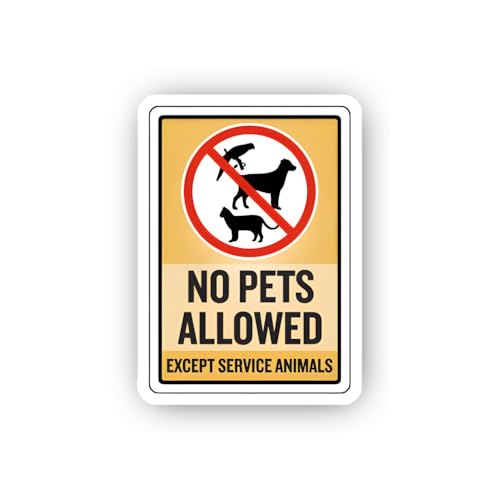 2 (Pieces) 3" and 5" No Pets Allowed Except Service Animals Sticker, Waterproof Vinyl Decals for Man