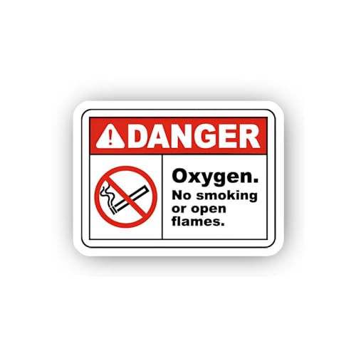2 (Pieces) 3" and 5" Danger Oxygen Tank Safety Sticker, Waterproof Vinyl Decals for Many Purpose Lik