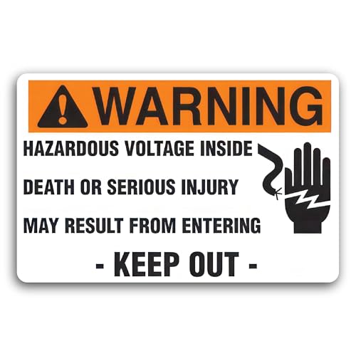 2 (Pieces) 3" and 5" Warning Hazardous Voltage Inside Decal Sticker, Waterproof Vinyl Decals for Man