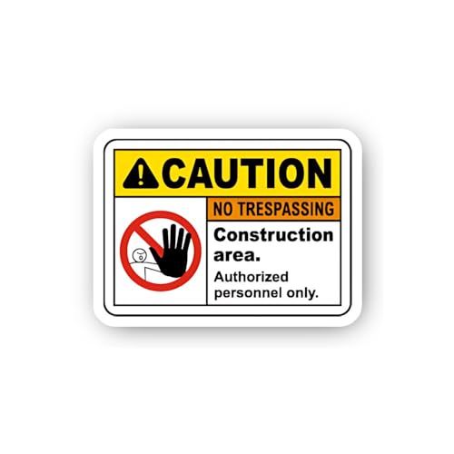 2 (Pieces) 3" and 5" Caution Construction Area No Trespassing Sticker, Waterproof Vinyl Decals for M