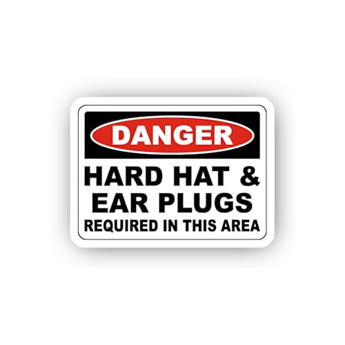 2 (Pieces) 3" and 5" Hard Hat and Ear Plugs Mandatory Sticker, Waterproof Vinyl Decals for Many Purp