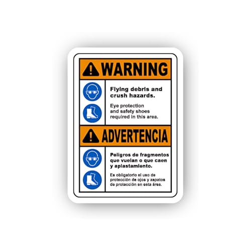 2 (Pieces) 3" and 5" Mandatory Eye Protection Spanish Warning Sticker, Waterproof Vinyl Decals for M