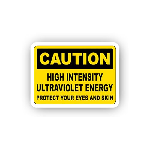 2 (Pieces) 3" and 5" Ultraviolet Energy Exposure Caution Sticker, Waterproof Vinyl Decals for Many P