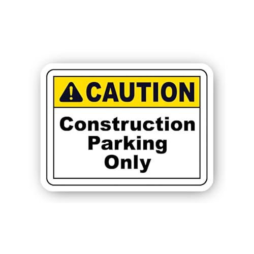 2 (Pieces) 3" and 5" Reserved Construction Parking Sign Sticker, Waterproof Vinyl Decals for Many Pu