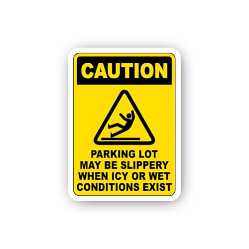 2 (Pieces) 3" and 5" Caution Slippery Parking Lot When ICY or Wet Sticker, Waterproof Vinyl Decals f