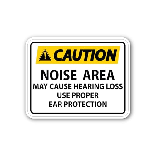 2 (Pieces) 3" and 5" Caution Noise Area Hearing Protection Sign Sticker, Waterproof Vinyl Decals for