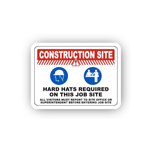 2 (Pieces) 3" and 5" Construction Site Entry Protocol Sign Sticker, Waterproof Vinyl Decals for Many