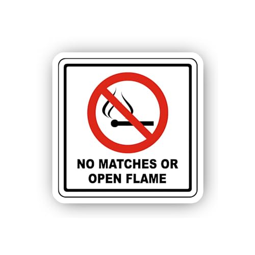 2 (Pieces) 3" and 5" No Matches or Open Flame Warning Sticker, Waterproof Vinyl Decals for Many Purp