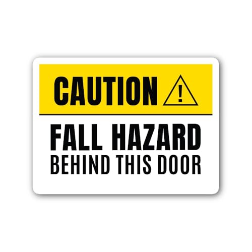 2 (Pieces) 3" and 5" Caution Fall Hazard Behind This Door Sticker, Waterproof Vinyl Decals for Many