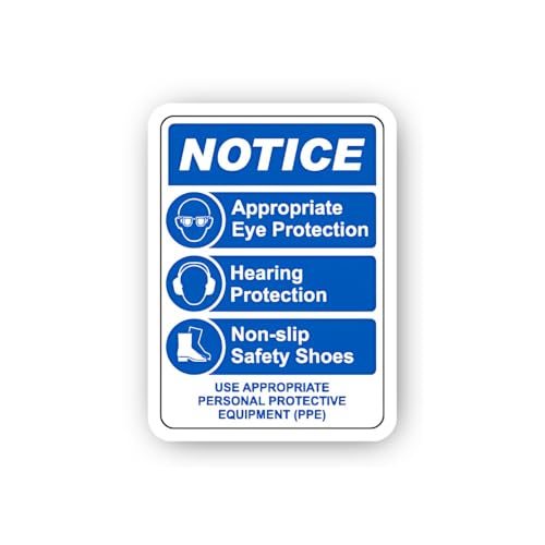 2 (Pieces) 3" and 5" Mandatory Personal Protective Equipment Notice Sticker, Waterproof Vinyl Decals