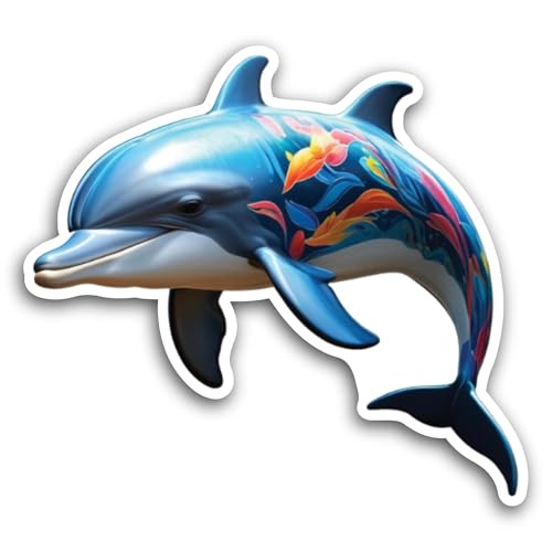 2 (Pieces) 3" and 5" Cute Dolphin Sticker, Waterproof Vinyl Decals for Many Purpose Like Cars, Truck