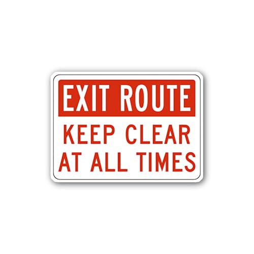 2 (Pieces) 3" and 5" Exit Route Keep Clear at All Times Sign Sticker, Waterproof Vinyl Decals for Ma