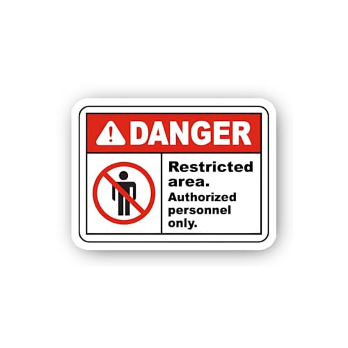 2 (Pieces) 3" and 5" Danger Restricted Area Authorized Personnel Only Sticker, Waterproof Vinyl Deca