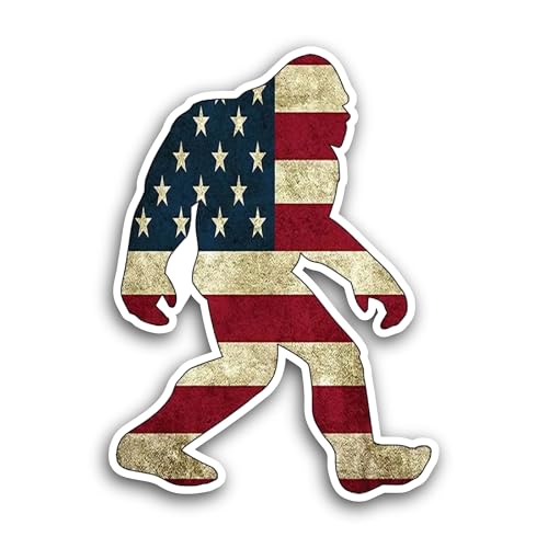 2 (Pieces) 3" and 5" American Flag Bigfoot Sticker, Waterproof Vinyl Decals for Many Purpose Like Ca