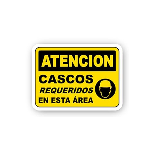 2 (Pieces) 3" and 5" Spanish Hard Hat Requirement Icon Sticker, Waterproof Vinyl Decals for Many Pur