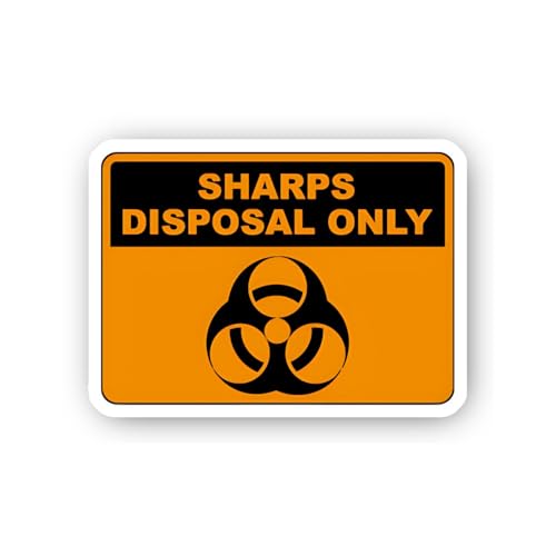 2 (Pieces) 3" and 5" Sharps Disposal Biohazard Sign Sticker, Waterproof Vinyl Decals for Many Purpos