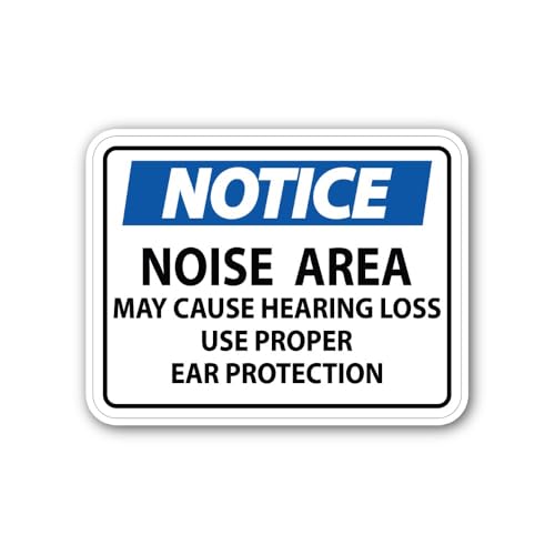 2 (Pieces) 3" and 5" Noise Area Ear Protection Sign Sticker, Waterproof Vinyl Decals for Many Purpos