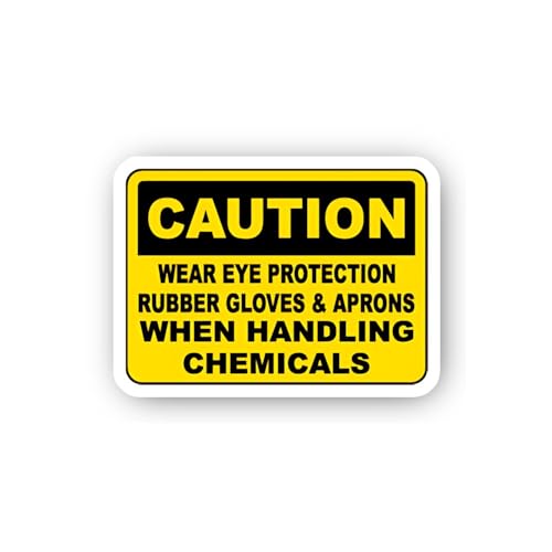 2 (Pieces) 3" and 5" Caution Chemical Protective Gear Requirements Sticker, Waterproof Vinyl Decals
