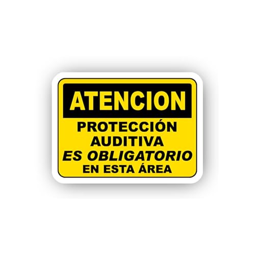 2 (Pieces) 3" and 5" Spanish Auditory Protection Area Notice Sticker, Waterproof Vinyl Decals for Ma