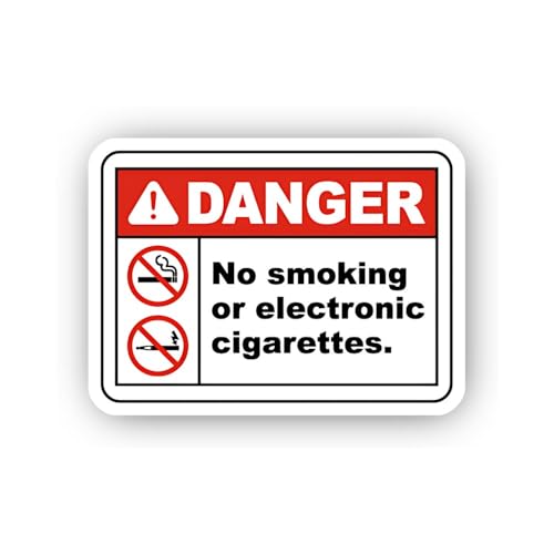 2 (Pieces) 3" and 5" No Smoking or E-Cigarettes Danger Sticker, Waterproof Vinyl Decals for Many Pur