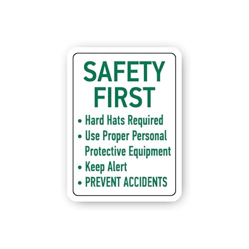 2 (Pieces) 3" and 5" Safety First Hard Hats and Proper PPE Required Sticker, Waterproof Vinyl Decals