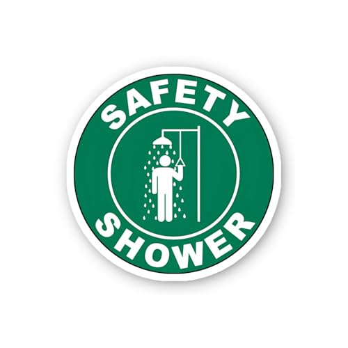 2 (Pieces) 3" and 5" Safety Shower Green Circular Icon Sticker, Waterproof Vinyl Decals for Many Pur